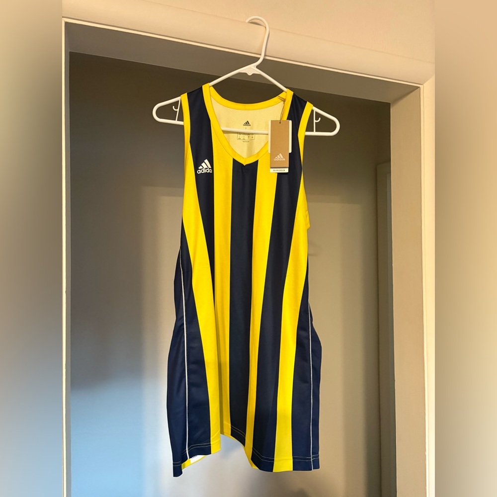 Adidas Striped Yellow and Navy Jersey